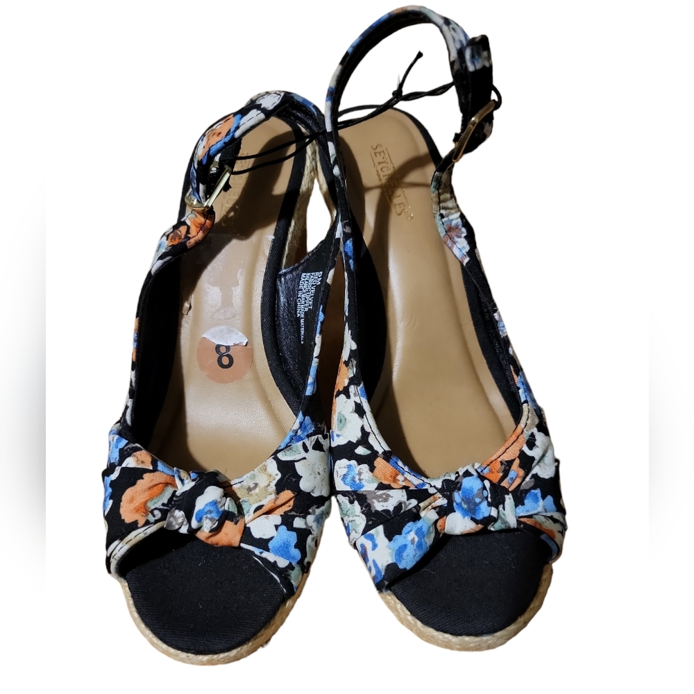 NWOT SEYCHELLES Floral Wedge Sandals with Straps Size 8